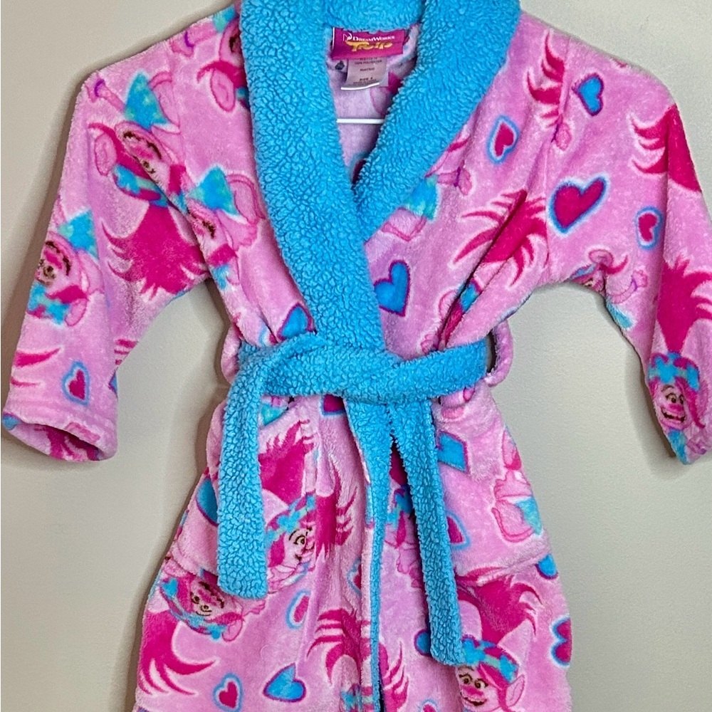 Trolls Kids Robe Pink and Blue Dreamworks Size 4
